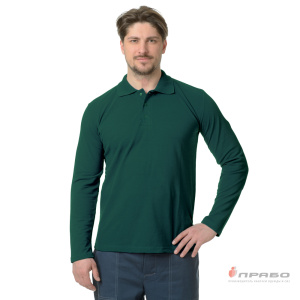 Рубашка «Поло» с длинным рукавом тёмно-зелёная. Артикул: Трик104. Цена от 1 330 р.