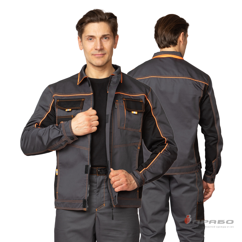 Костюм мужской «Бренд 1 2020» тёмно-серый/тёмно-серый/чёрный (куртка и брюки). Артикул: 9408. Цена от 3 640,00 р. в г. Екатеринбург