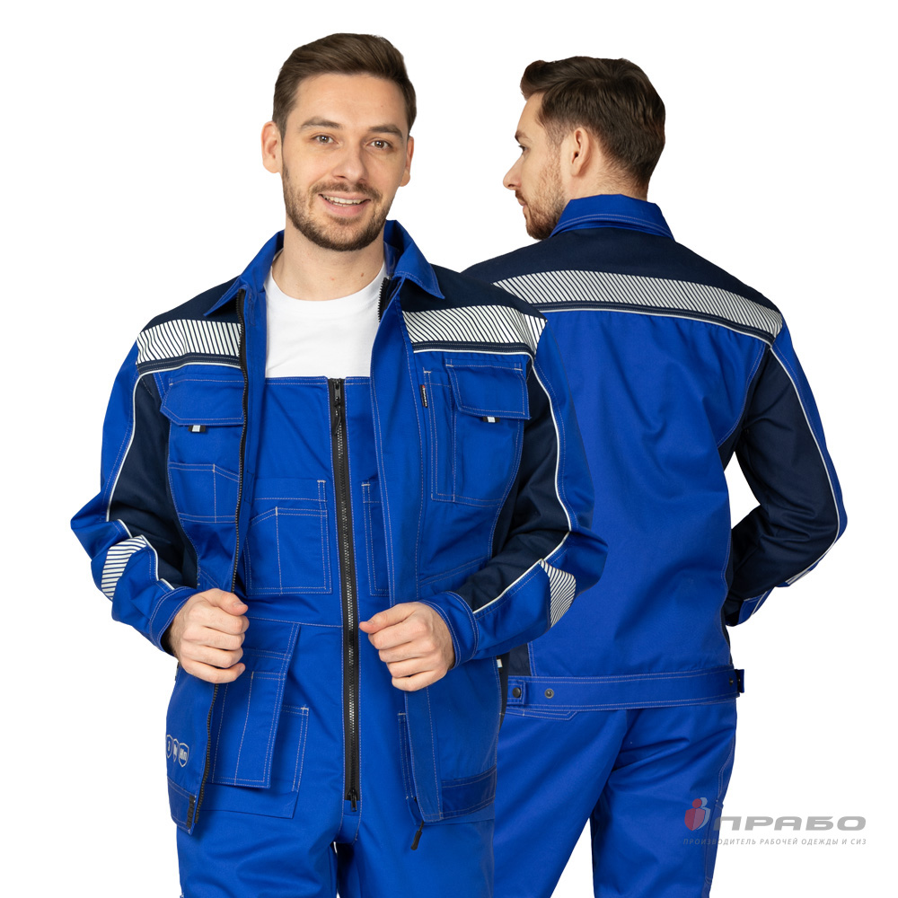 Костюм мужской «Бренд 2 Корпоратив» василёк/тёмно-синий (куртка и полукомбинезон). Артикул: 13055. Цена от 4 160,00 р. в г. Екатеринбург