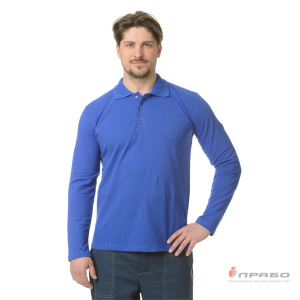 Рубашка «Поло» с длинным рукавом васильковая. Артикул: Трик104. Цена от 1 330 р.