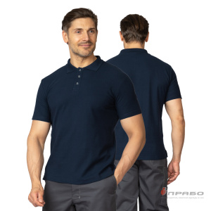 Рубашка «Поло» с коротким рукавом синяя. Артикул: Трик1031. Под заказ.