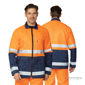 Костюм мужской летний «Спектр 2М» оранжевый/синий 3-го класса сигнальной защиты (куртка и полукомбинезон). Артикул: 9397. Цена от 2 770,00 р. в г. Екатеринбург