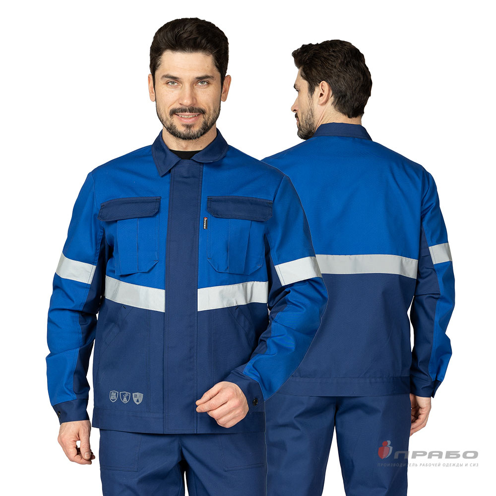 Костюм мужской «Вираж Индастриал» тёмно-синий/василёк (куртка и брюки). Артикул: 12936. Цена от 5 550,00 р. в г. Екатеринбург