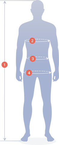 Таблица для определения размеров мужской одежды ПРАБО
