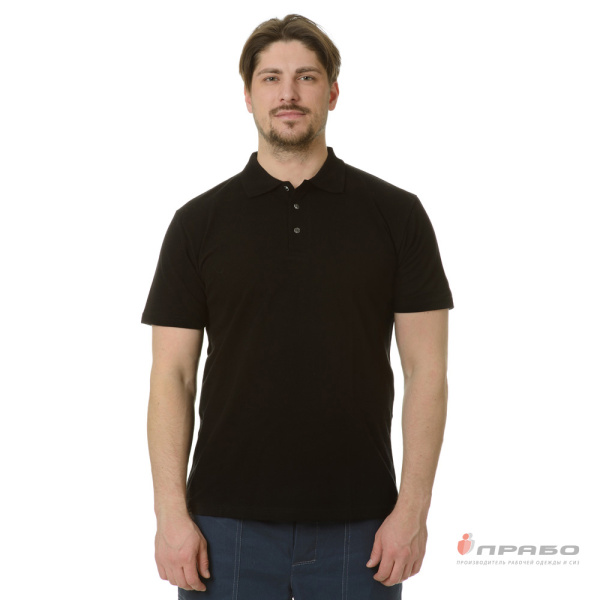 Рубашка «Поло» с коротким рукавом чёрная. Артикул: Трик1031. #REGION_MIN_PRICE#