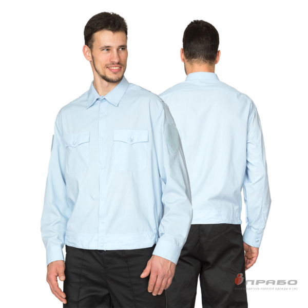 Рубашка для сотрудников с длинными рукавами серый/голубой. Артикул: РубОВД1. #REGION_MIN_PRICE# в г. Екатеринбург
