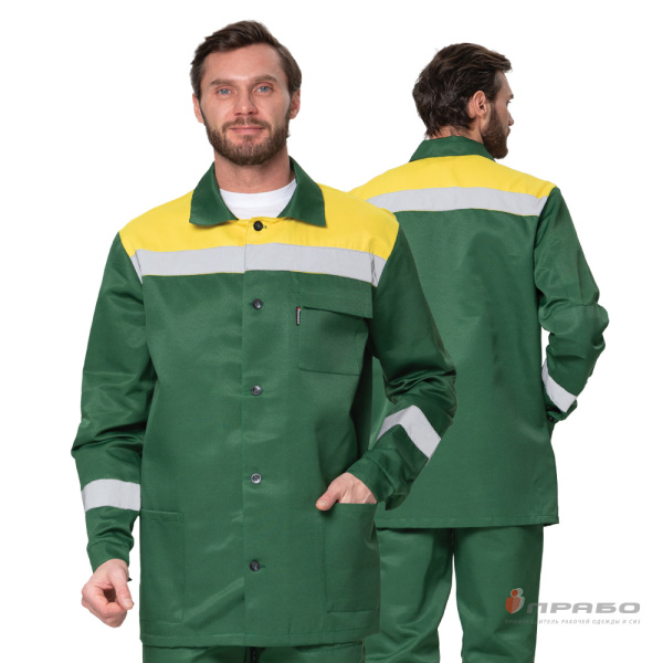 Костюм мужской летний «Стандарт 1 СОП» зелёный/жёлтый (куртка и брюки). Артикул: 9407. #REGION_MIN_PRICE# в г. Екатеринбург