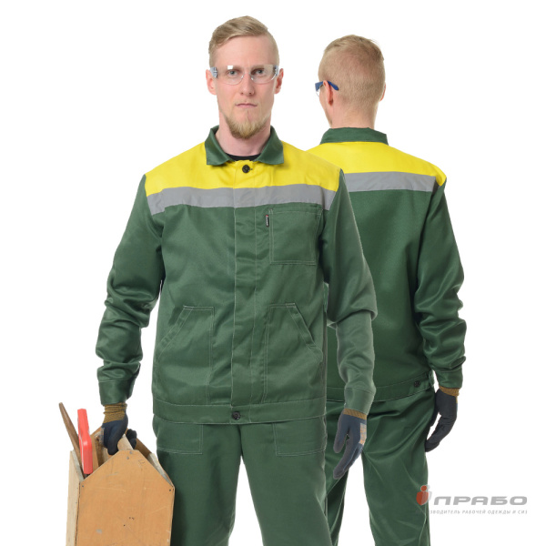 Костюм мужской «Пантеон 2» зелёный/жёлтый (куртка и полукомбинезон). Артикул: Кос119. #REGION_MIN_PRICE# в г. Екатеринбург