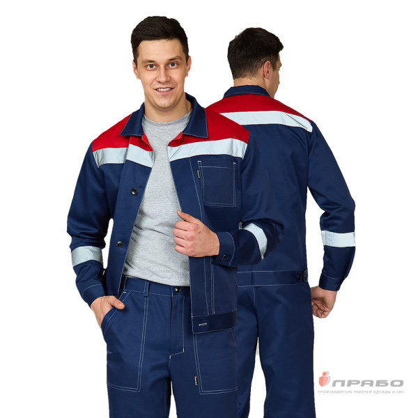 Костюм мужской «Пантеон СОП» тёмно-синий/красный (куртка и брюки). Артикул: Кос118с. #REGION_MIN_PRICE# в г. Екатеринбург
