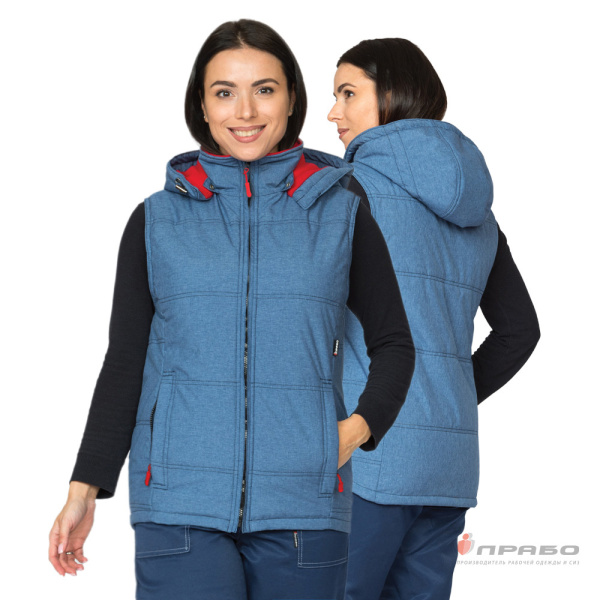 Жилет женский утеплённый «Амур» синий/красный. Артикул: Жил205. #REGION_MIN_PRICE# в г. Екатеринбург