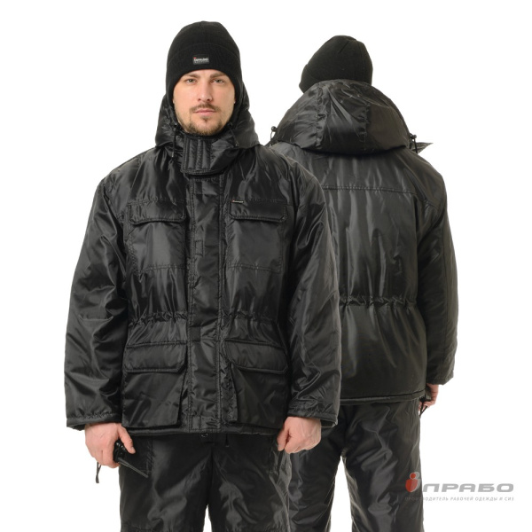 Костюм мужской утеплённый «Альфа» чёрный (куртка и полукомбинезон). Артикул: Охр202 Альфа. #REGION_MIN_PRICE# в г. Екатеринбург