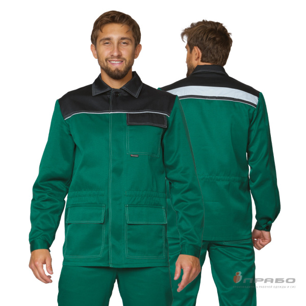 Костюм мужской "Ударник" тёмно-зелёный/чёрный