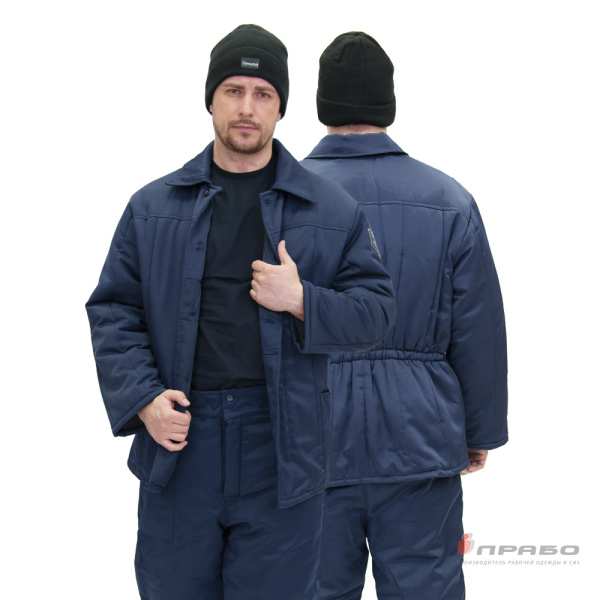 Куртка мужская утеплённая тёмно-синяя из смесовой ткани эконом. Артикул: Кур410. #REGION_MIN_PRICE# в г. Екатеринбург
