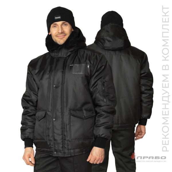 Куртка мужская утеплённая «Альфа» чёрная укороченная. Артикул: Охр203ч. #REGION_MIN_PRICE# в г. Екатеринбург